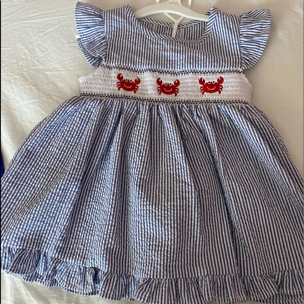 Blue and white crab dress